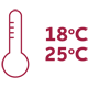 Aplikačná teplota pri 18 ° až 25 ° Celzia
